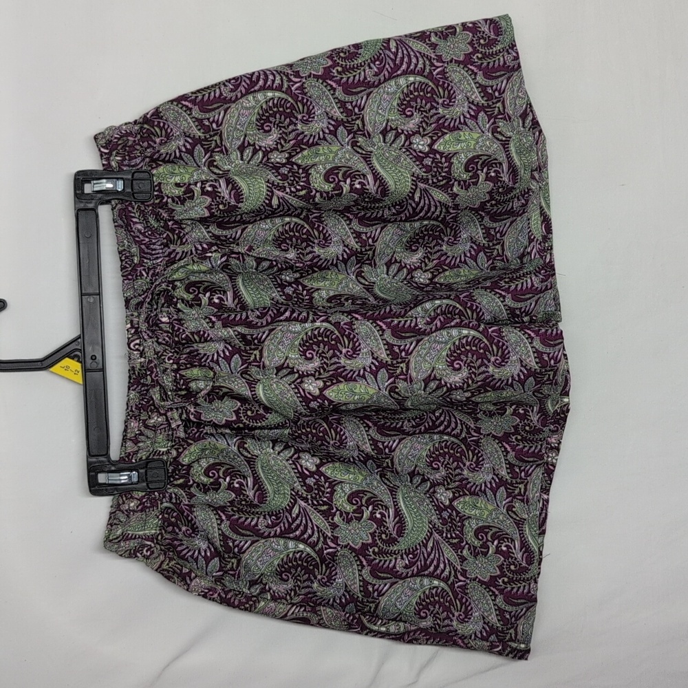CYN By Cynthia Mehra Purple and Green Paisley Silk Shorts